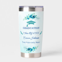 Elegant Blue Flower Graduation Custom