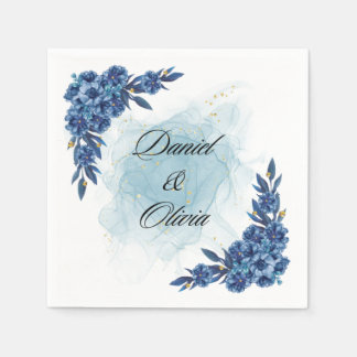 "Elegant Blue Flower Napkins for Your Special Day"