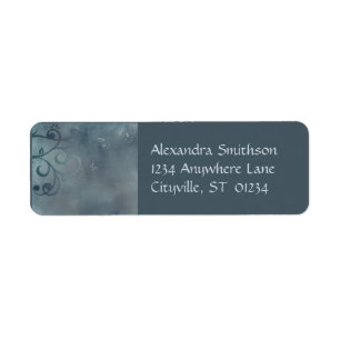 Elegant Blue Flower Swirl Label