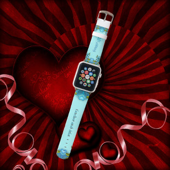 Elegant Blue Flowers Apple Watch Band by stylishdesign1 at Zazzle
