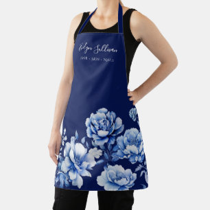 Elegant blue flowers apron