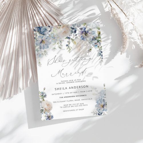 Elegant Blue Flowers Bridal Shower Invitation
