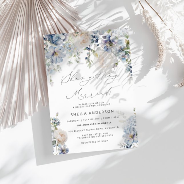 Elegant Blue Flowers Bridal Shower Invitation (Creator Uploaded)