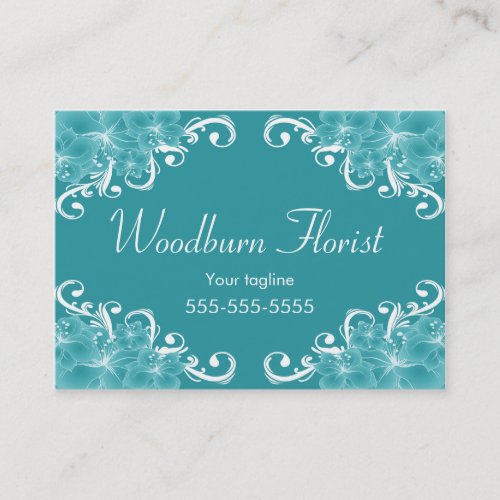 Elegant Blue Flowers Business Card Template