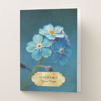 Elegant Blue Flowers Forget-me-nots Macro Pocket Folder