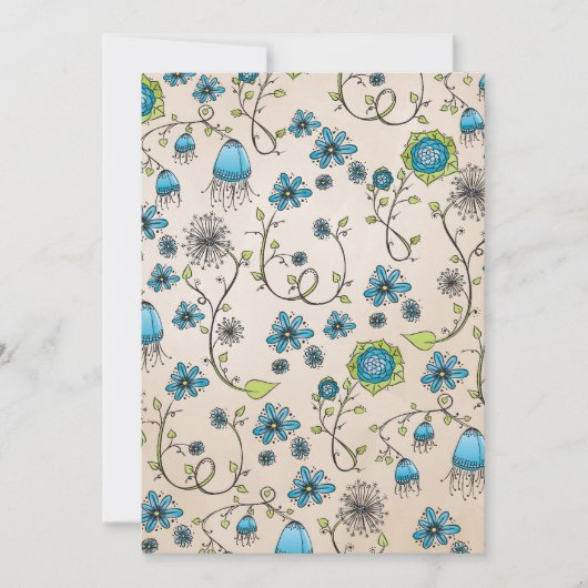 Elegant blue flowers in beige background (Front)