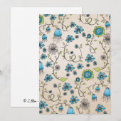 Elegant blue flowers in beige background (Front/Back)