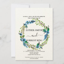 Elegant Blue Flowers Purple Berries Floral Wedding