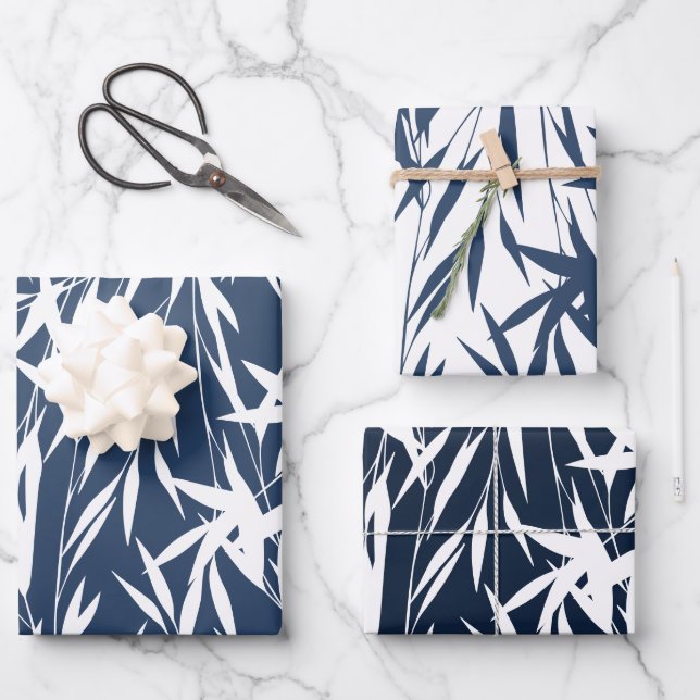 Elegant Blue Foliage leaves  Wrapping Paper Sheets (Front)