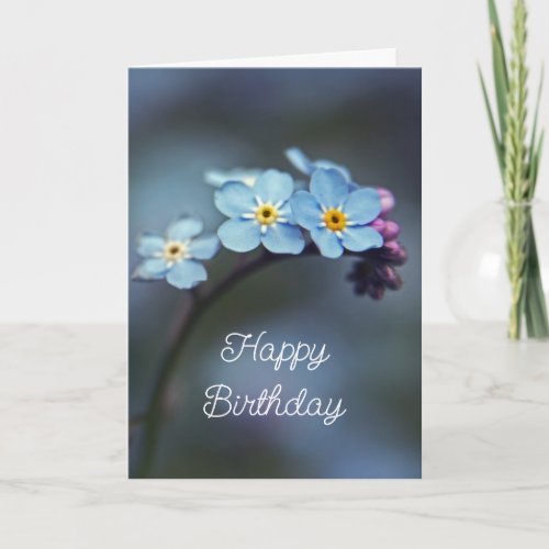 Elegant Blue Forget_me_nots Flowers Happy Birthday Card