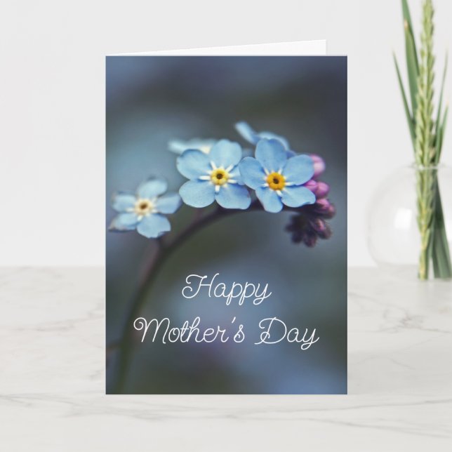Elegant Blue Forget-me-nots Flowers Mother's Day Card (Front)