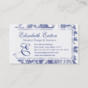 Elegant Blue French Baroque Toile Business Card