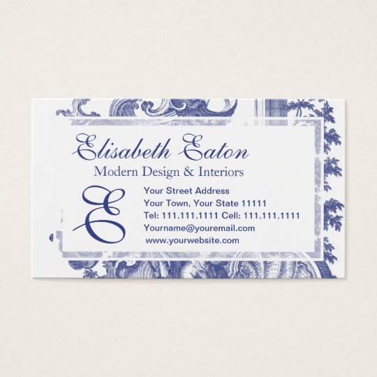 Elegant Blue French Baroque Toile Business Card