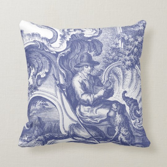 Elegant Blue French Baroque Toile Throw Pillow Zazzle