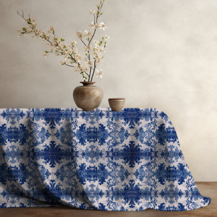 Elegant Blue French Damask Toile Monogram Tablecloth