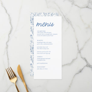 Elegant Blue French Floral Baby Shower Menu