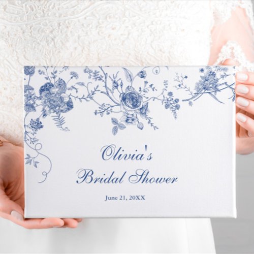 Elegant Blue French Garden Floral Bridal Shower Guest Book
