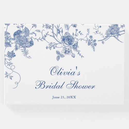 Elegant Blue French Garden Floral Bridal Shower Guest Book