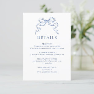 Elegant Blue French Garden Floral Wedding Details Enclosure Card
