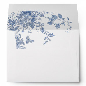 Elegant Blue French Garden Flowers Envelope