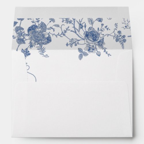 Elegant Blue French Garden Flowers Envelope