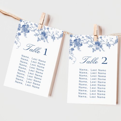 Elegant Blue French Garden Table Number Cards