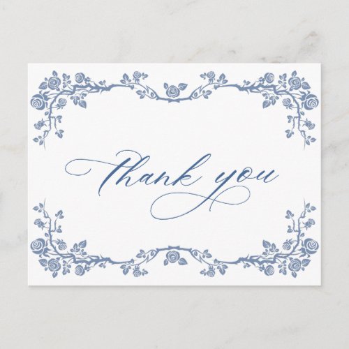 Elegant Blue French Garden Thank You Postcard