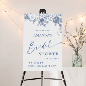 Elegant Blue French Garden WELCOME Bridal Shower Foam Board
