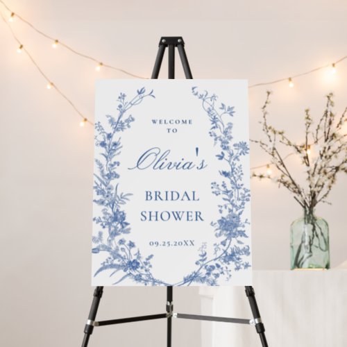 Elegant Blue French Garden WELCOME Bridal Shower Foam Board
