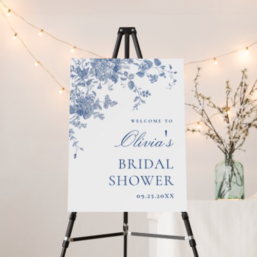 Elegant Blue French Garden WELCOME Bridal Shower Foam Board