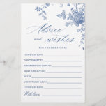 Elegant Blue French Garden Wishes & Advice Card<br><div class="desc">Personalize with the bride to be's name and date of shower. 
For further customization,  please click the "customize further" link. If you need help,  contact me please.</div>