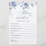 Elegant Blue French Garden Wishes & Advice Card<br><div class="desc">Personalize with the bride to be's name and date of shower. 
For further customization,  please click the "customize further" link. If you need help,  contact me please.</div>