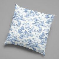 Elegant Blue French Toile de Jouy Design Vintage 