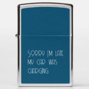 Elegant blue funny electric car lover quote zippo lighter