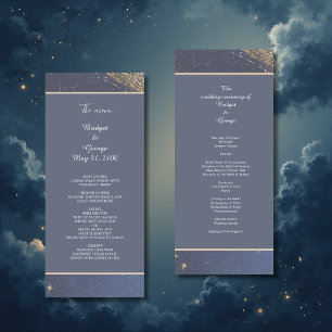 elegant blue galaxy celestial sky wedding menu