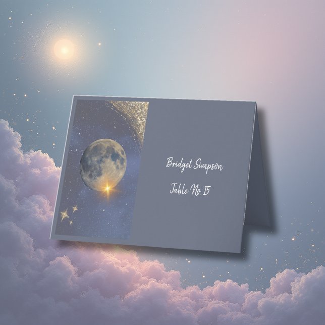 elegant blue galaxy sky single seating card (Creator Uploaded)
