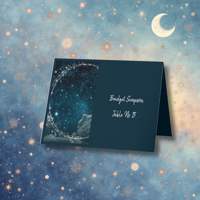 elegant blue galaxy sky single seating card (Creator Uploaded)