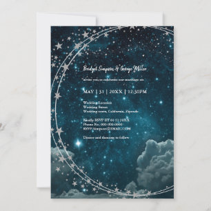 elegant blue galaxy sky wedding Flat Card