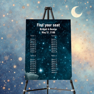 elegant blue galaxy sky wedding foam board