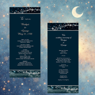 elegant blue galaxy sky wedding menu