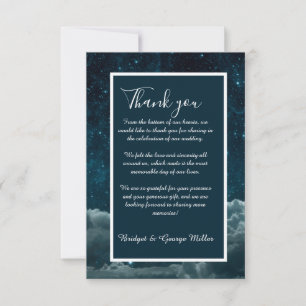 elegant blue galaxy sky wedding thank you card