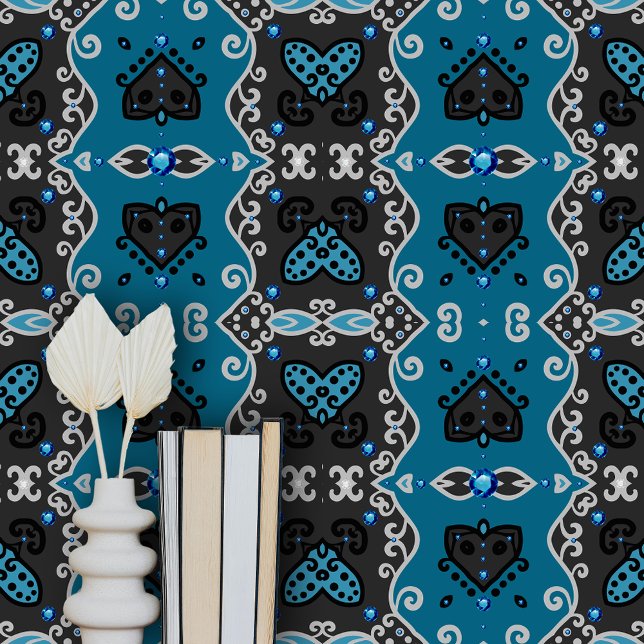 Elegant Blue Gemstones on Teal Gray Black Wallpaper (Creator Uploaded)
