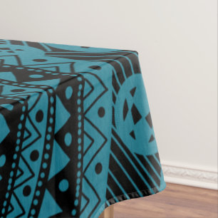 Elegant Blue Geometric Abstract Tribal Pattern   Tablecloth