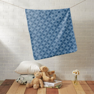 Elegant Blue Geometric Floral Pattern Baby Blanket