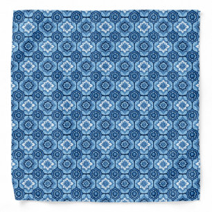 Elegant Blue Geometric Floral Pattern Bandana