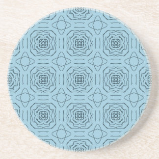 Elegant Blue Geometric Line Art Seamless Pattern Coaster