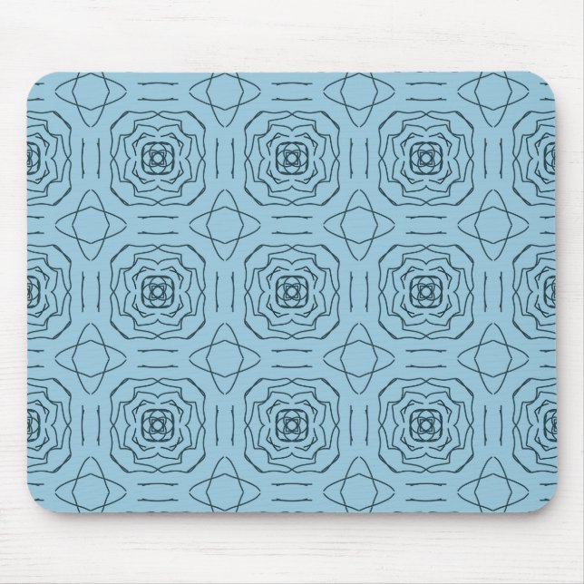 Elegant Blue Geometric Line Art Seamless Pattern Mouse Pad (Front)