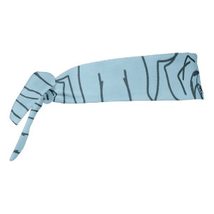 Elegant Blue Geometric Line Art Seamless Pattern Tie Headband