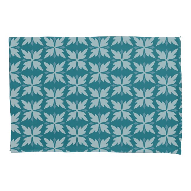 Elegant Blue Geometric Pattern Pillow Case (Front-Left)