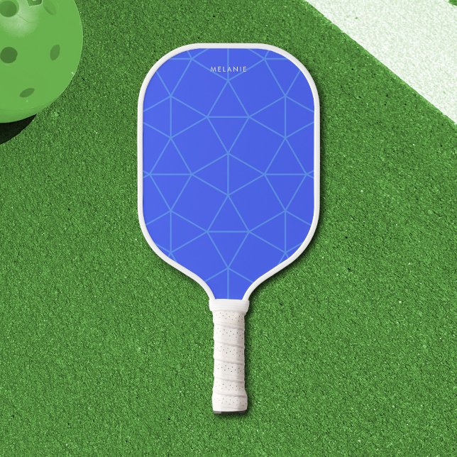 Elegant Blue Geometric Pickleball Paddle (Elegant Modern Blue Geometric Pickleball Paddle)